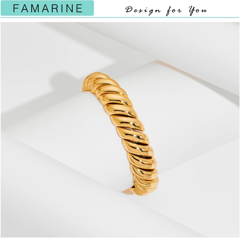 FAMARINE سوار سميك من الذهب والفضة للنساء والرجال - Image 5